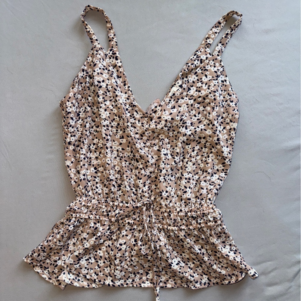 Tan Floral Tank Top